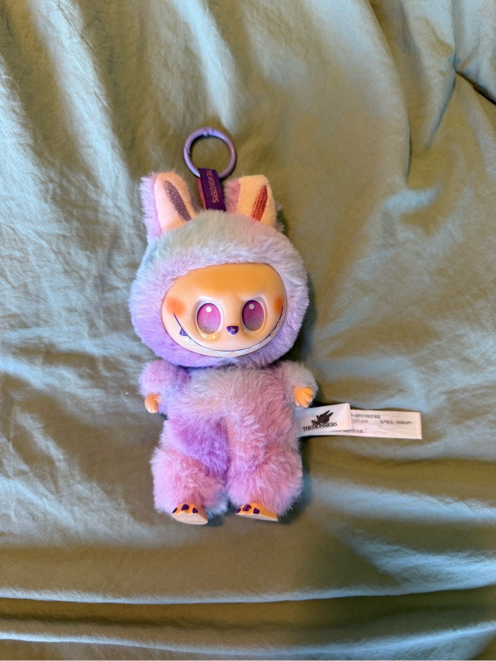 Labubu Pastel Purple-Pink Fuzzy Keychain Plush